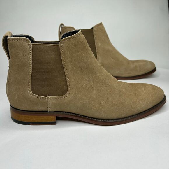 Nordstrom Men’s Chelsea ortholite Suede Boot- size 9M tan leather upper slip on - Picture 1 of 9
